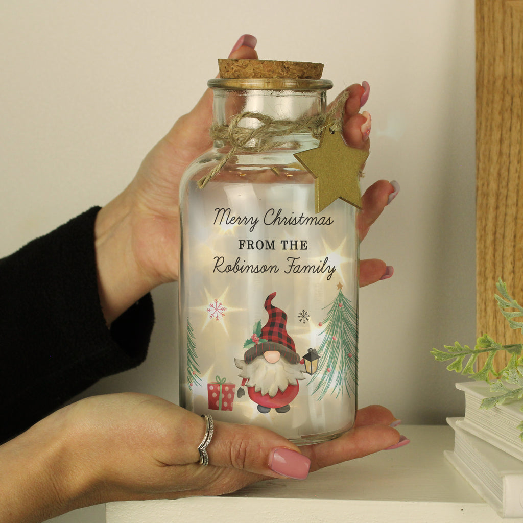 Personalised Gonk Christmas Scene LED Glass Jar | LED Lights, Candles & Decorations | Christmas Gift