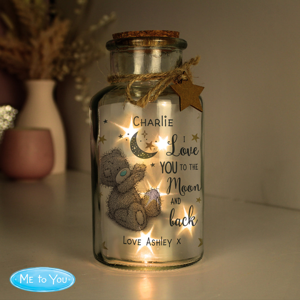 Personalised Me to You Moon & Back LED Light Up Jar | Wedding Gift