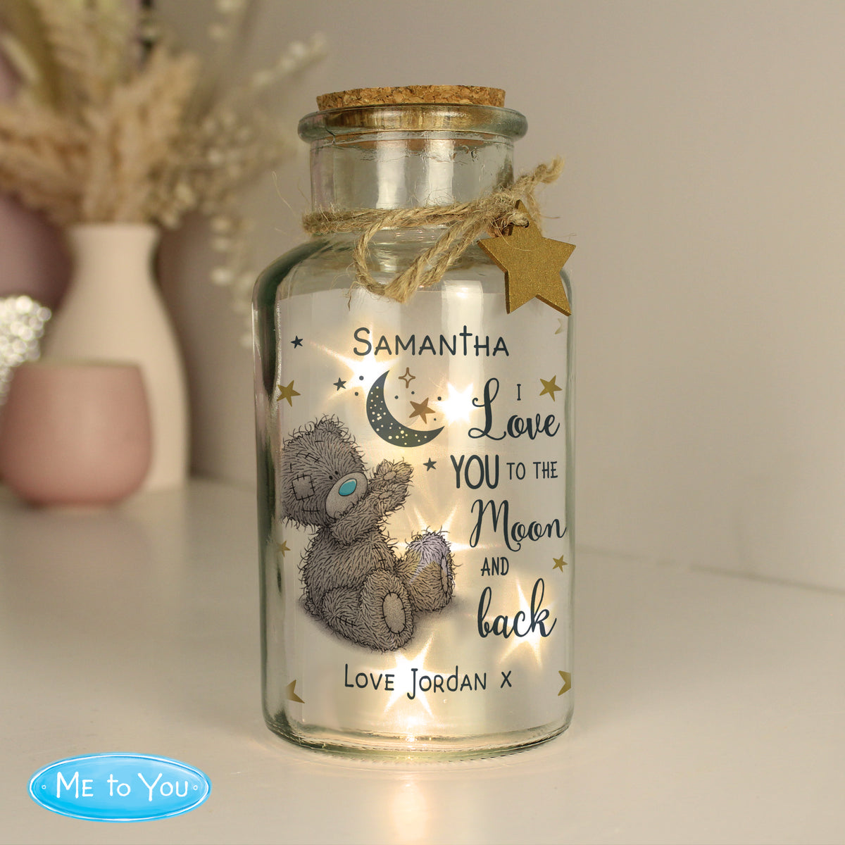 Personalised Me to You Moon & Back LED Light Up Jar | Wedding Gift