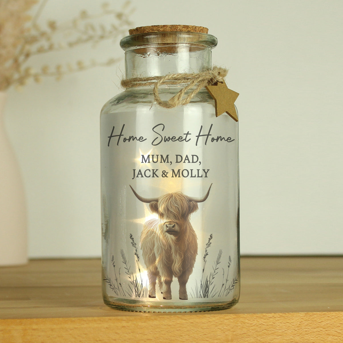Personalised Highland Cow LED Light Up Jar | LED Lights, Candles & Decorations
