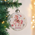 Personalised Unicorn Christmas Glass Bauble |  | Inspired Creative Gifts