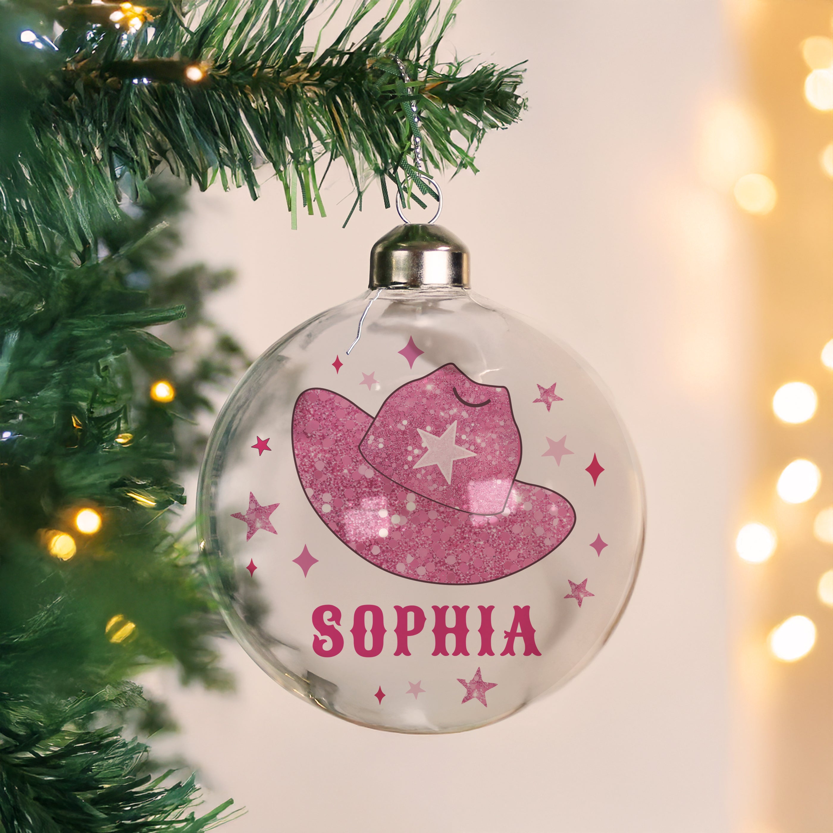 Personalised Cowgirl Hat Christmas Bauble |  | Inspired Creative Gifts