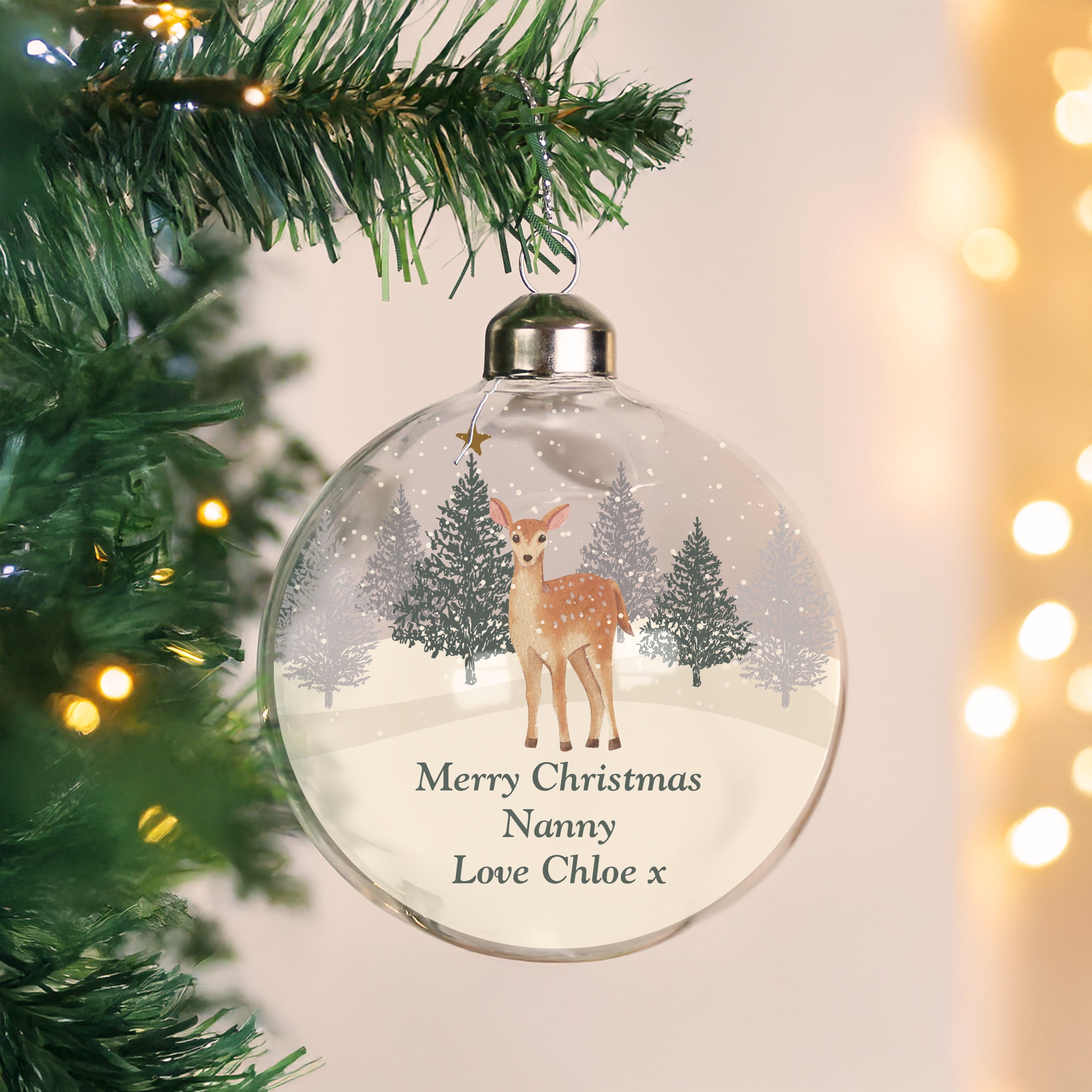Personalised Christmas Deer Glass Bauble |  | Inspired Creative Gifts