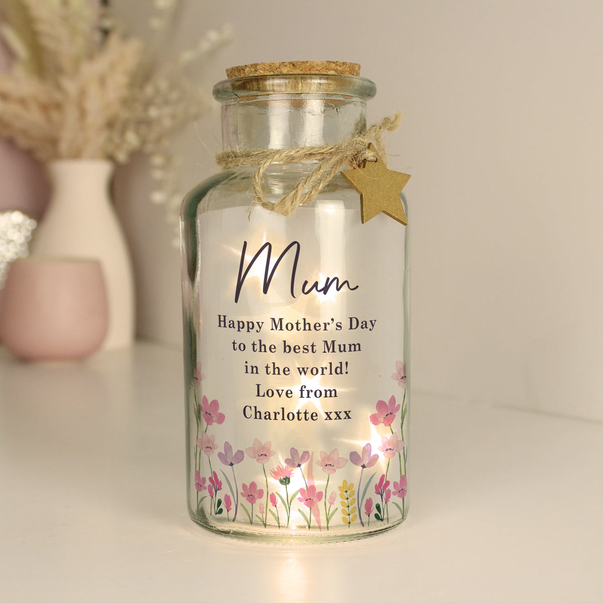 Personalised Floral LED Light Up Jar | LED Lights, Candles & Decorations