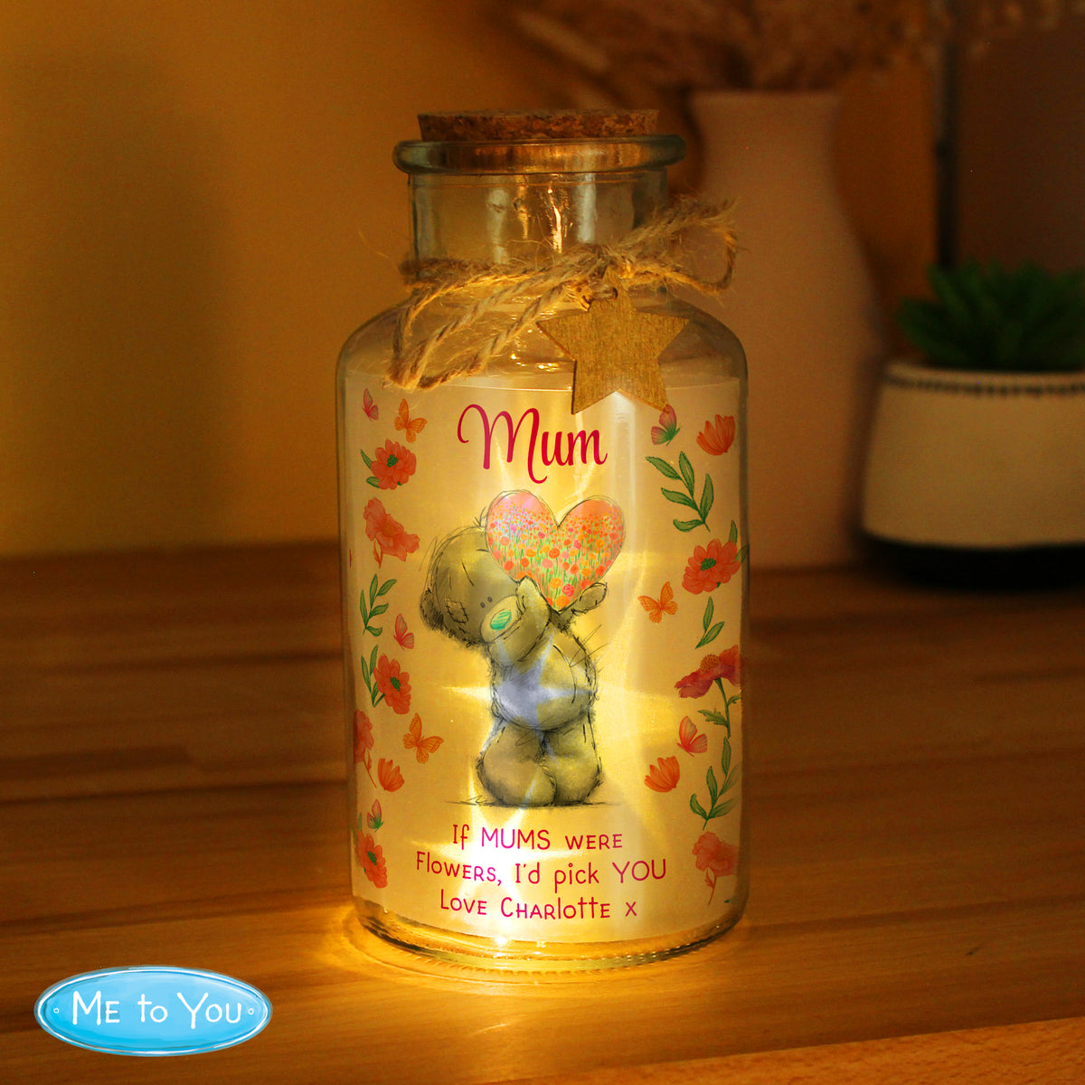 Personalised Me to You Flowery LED Light Up Jar | LED Lights, Candles & Decorations | Inspired Creative Gifts