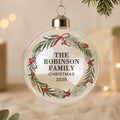 Personalised Green Christmas Wreath Glass Bauble