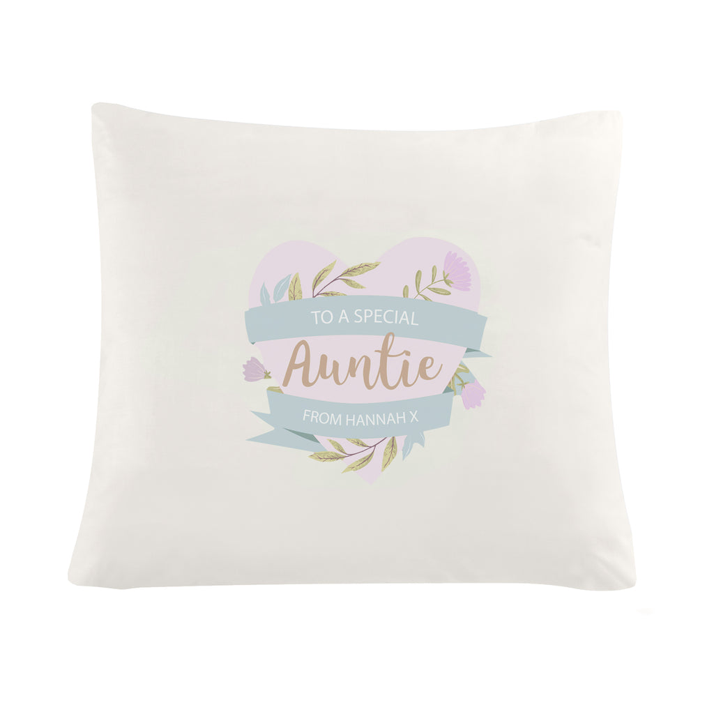 Personalised Floral Heart Mothers Day Cream Cushion | Gift for Her