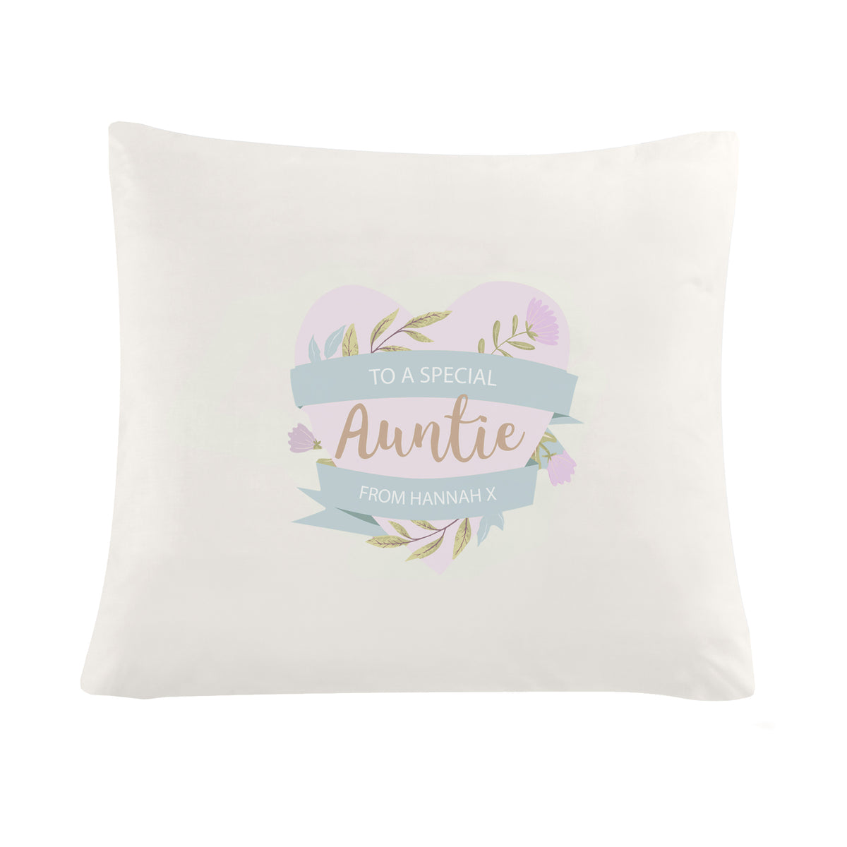 Personalised Floral Heart Mothers Day Cream Cushion | Gift for Her