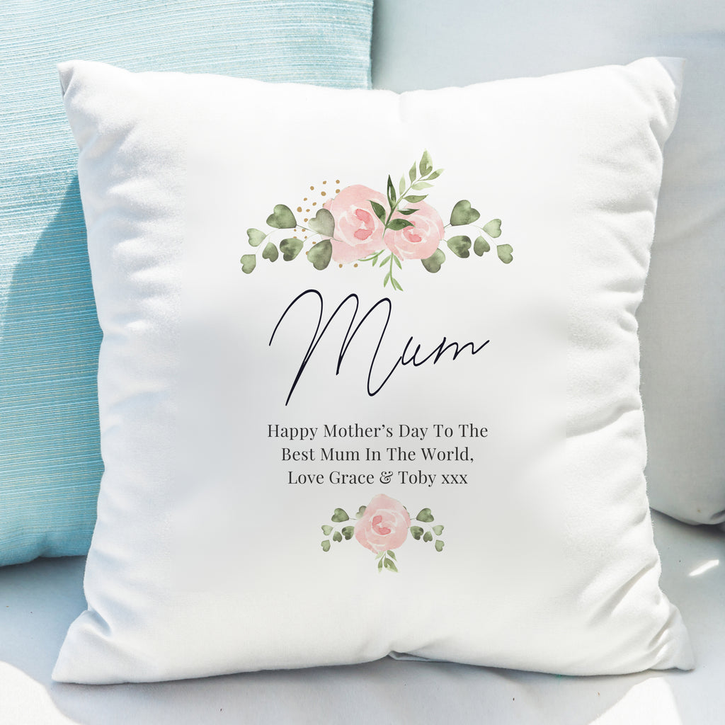 Personalised Abstract Rose Cream Cushion | Valentine's Day Gift