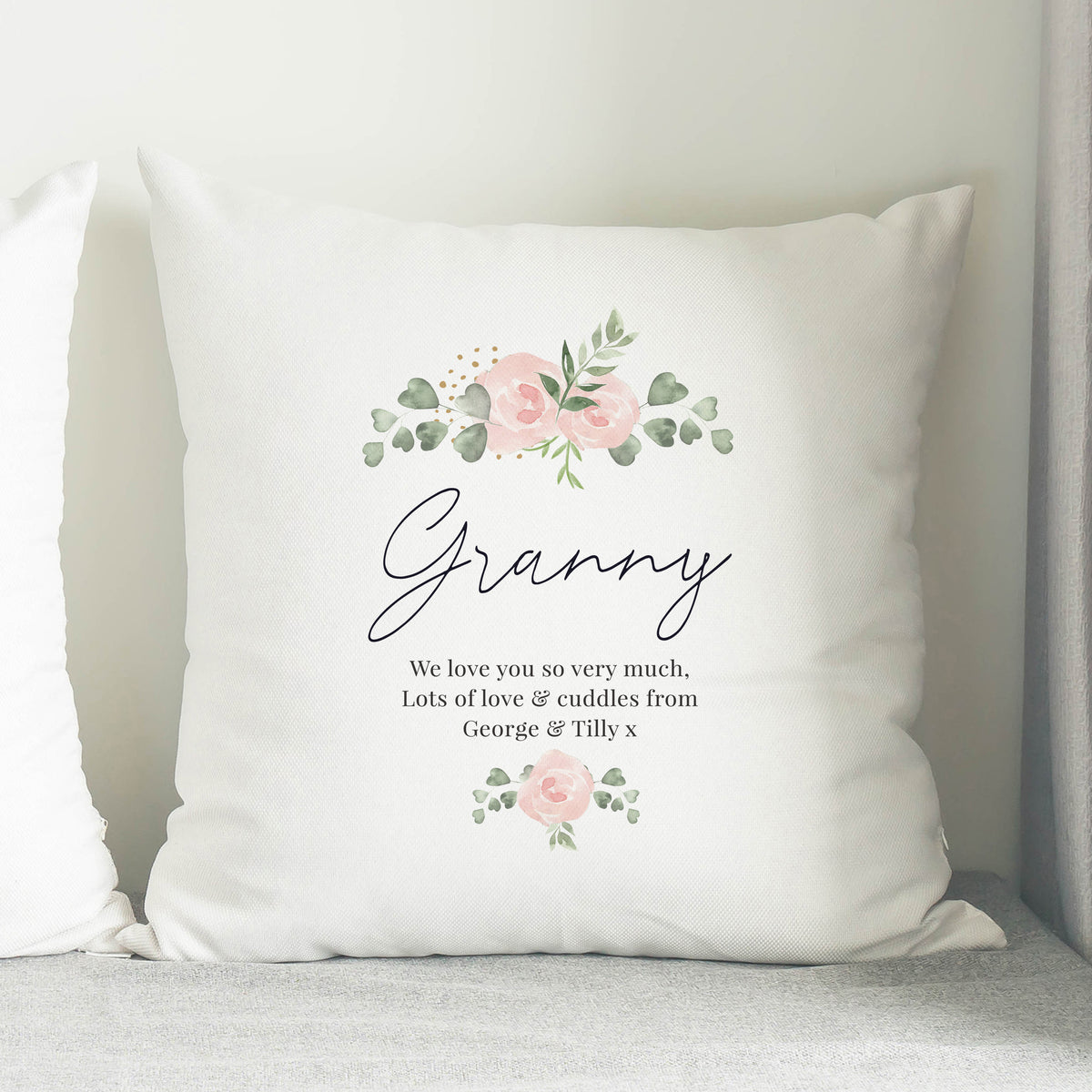 Personalised Abstract Rose Cream Cushion | Valentine's Day Gift