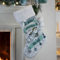 Personalised The Snowman and the Snowdog Luxury Silver Grey Stocking | Christmas Stocking