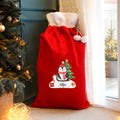 Personalised Christmas Penguin Luxury Pom Pom Red Sack |  | Inspired Creative Gifts