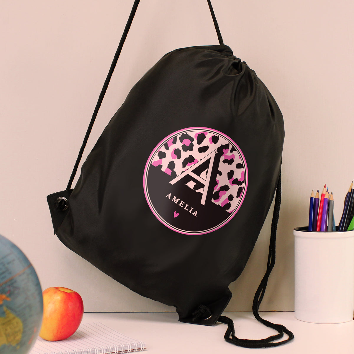 Personalised Leopard Print Black Kit Bag | Textiles | Inspired Creative Gifts