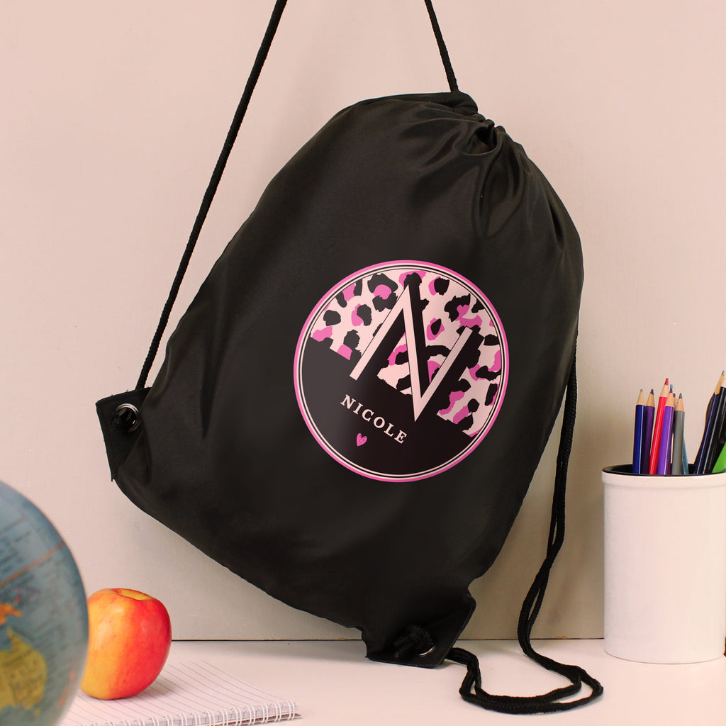 Personalised Leopard Print Black Kit Bag | Textiles | Inspired Creative Gifts