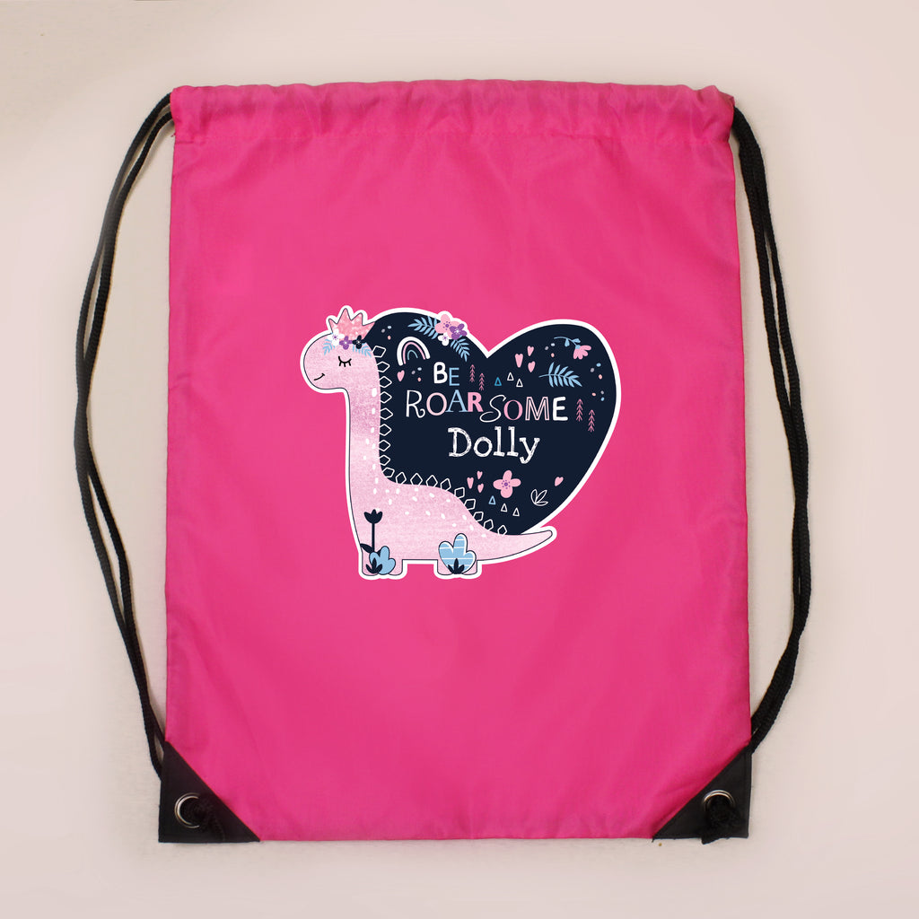 Personalised Dinosaur Pink Kit Bag | Textiles | Inspired Creative Gifts
