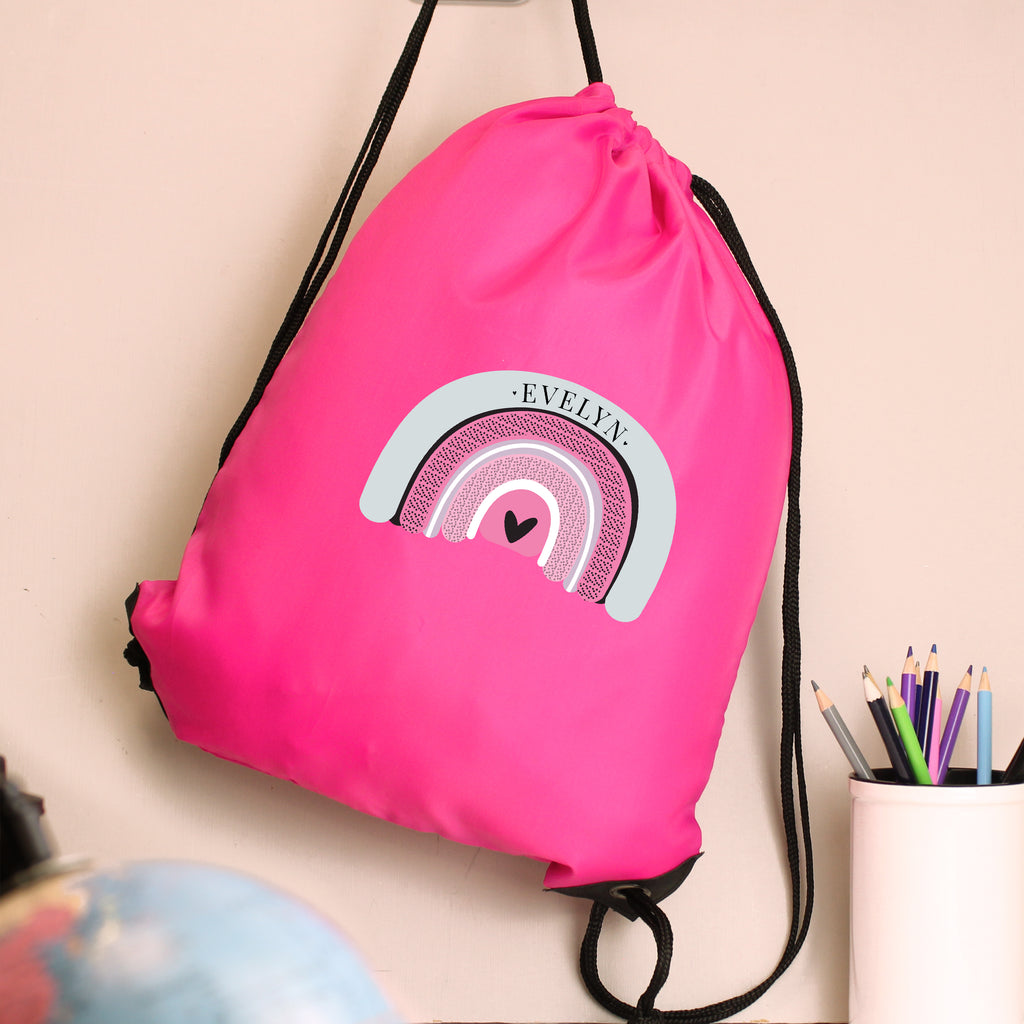 Personalised Pastel Rainbow Pink Kit Bag | Textiles