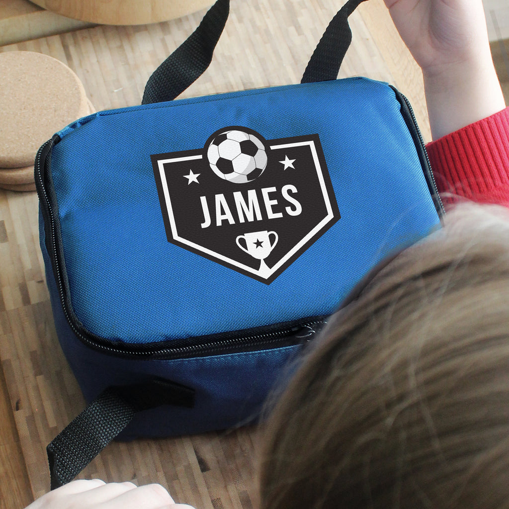 Personalised Football Blue Lunch Bag | Textiles