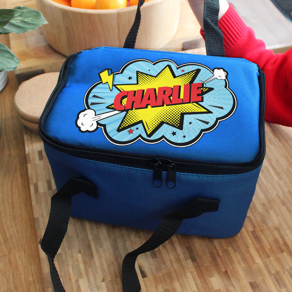 Personalised Superhero Blue Lunch Bag | Textiles