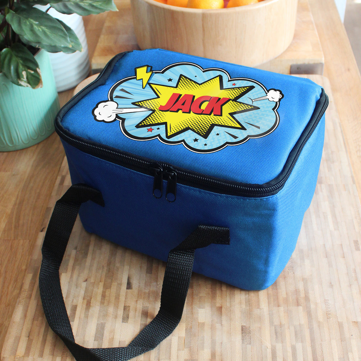 Personalised Superhero Blue Lunch Bag | Textiles