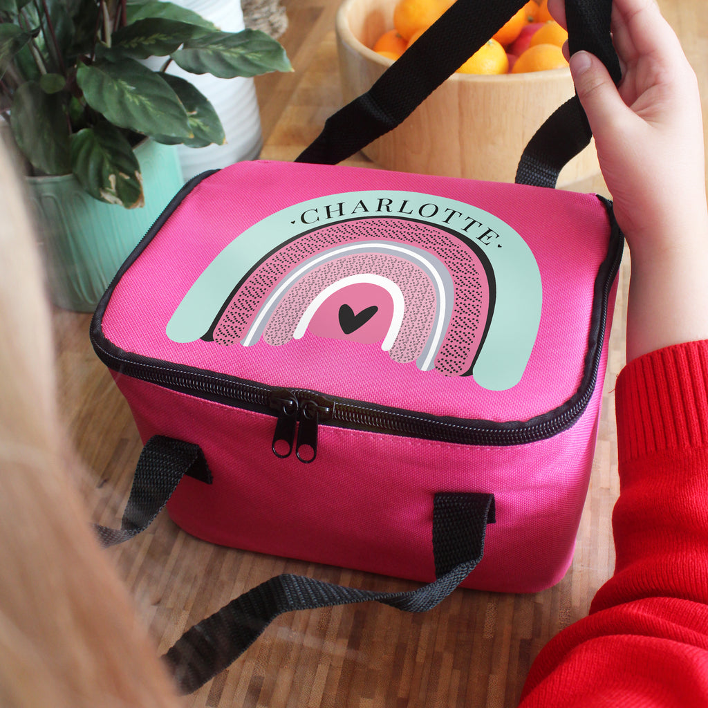 Personalised Rainbow Pink Lunch Bag | Textiles | Inspired Creative Gifts
