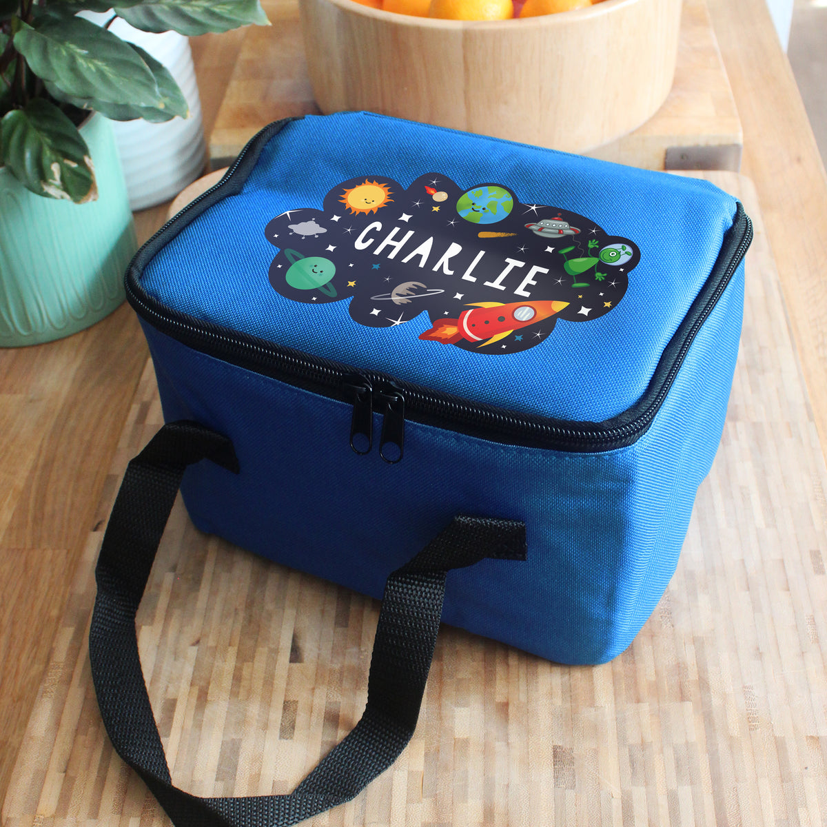 Personalised Space Blue Lunch Bag | Textiles