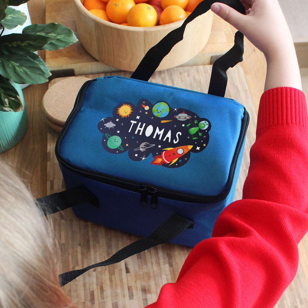 Personalised Space Blue Lunch Bag | Textiles