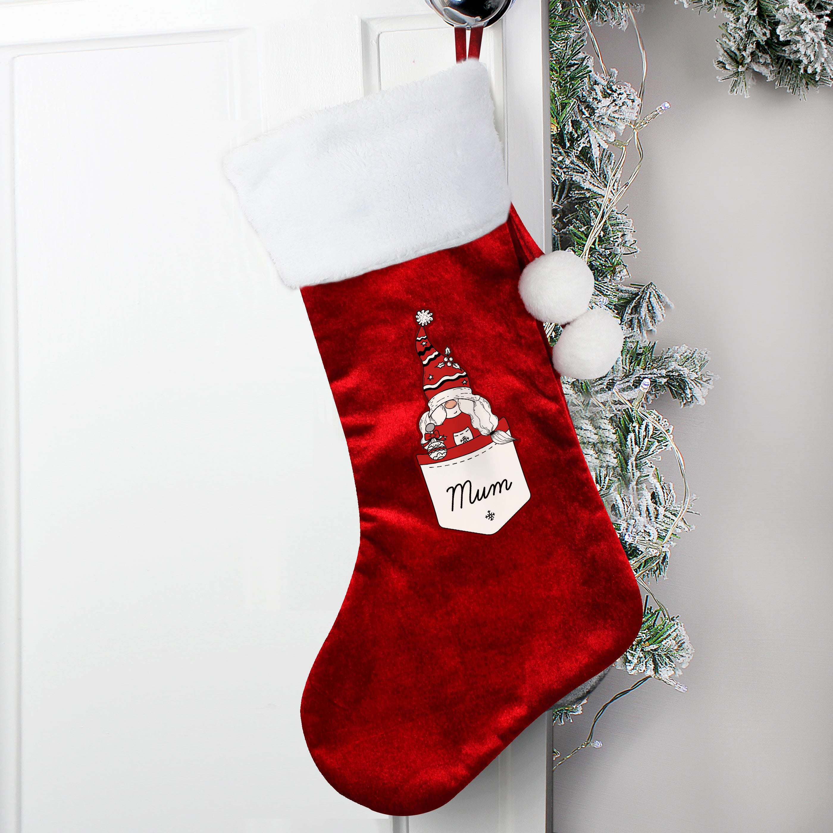 Personalised Gonk Family Red Christmas Stocking- Female |  | Inspired Creative Gifts