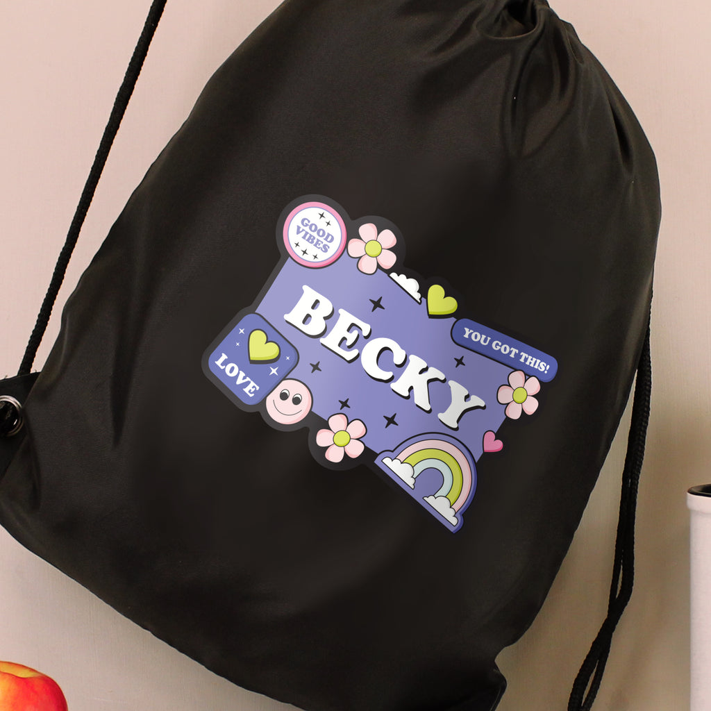 Personalised Good Vibes Black Kit Bag | Textiles | Inspired Creative Gifts
