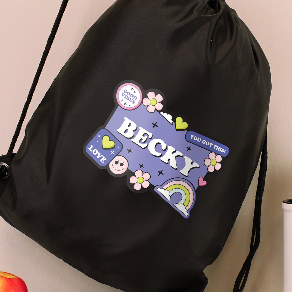Personalised Good Vibes Black Kit Bag | Textiles | Inspired Creative Gifts