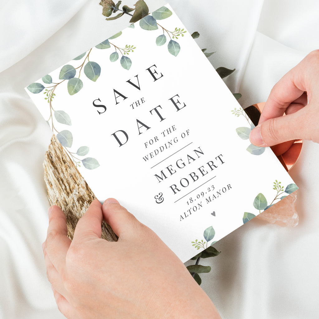 Personalised Botanical Wedding Save the Dates Pack of 36 | Stationery & Pens | Wedding Gift