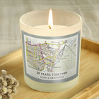 Personalised Present Day Map Compass Scented Jar Candle | Wedding Gift