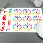 Personalised Times Tables Placemat | Mealtime Essentials