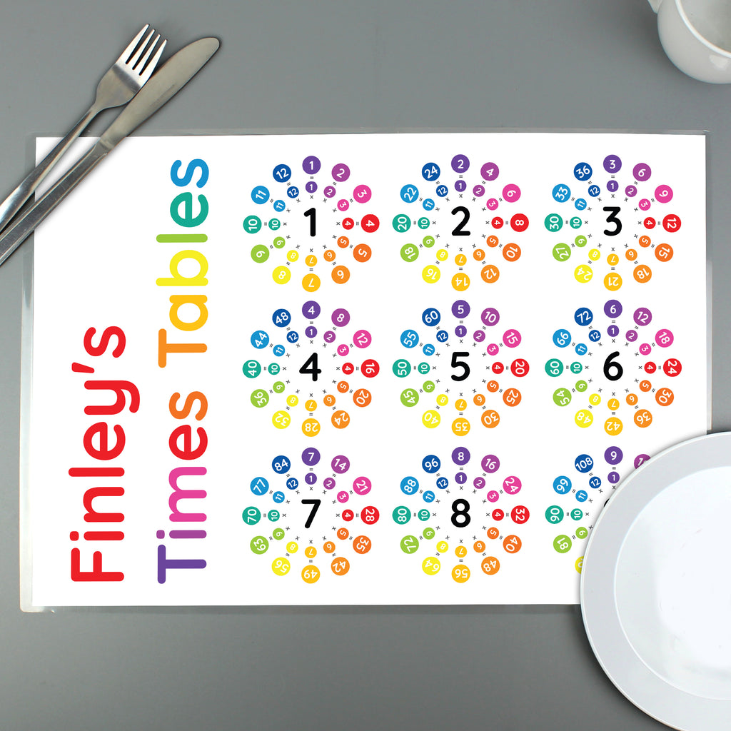 Personalised Times Tables Placemat | Mealtime Essentials