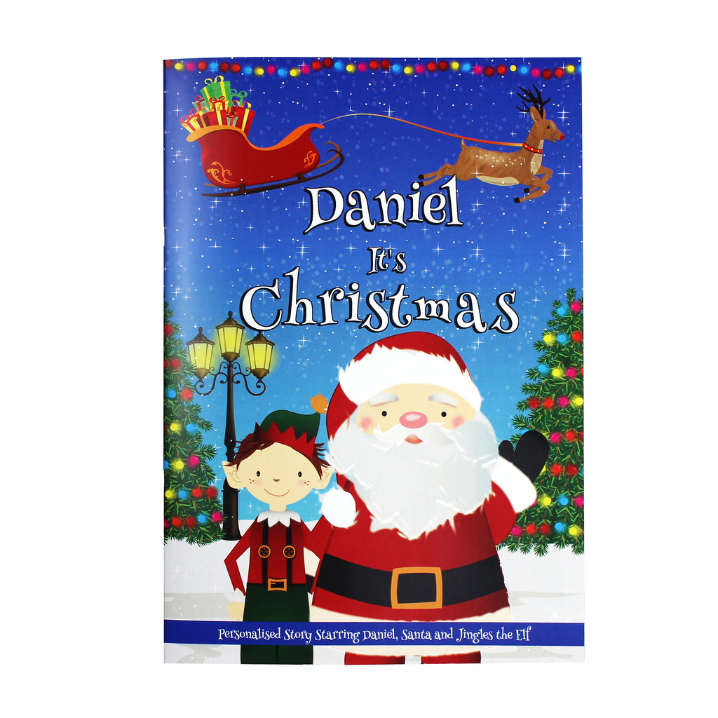 Personalised Boys "It's Christmas" Story Book, Featuring Santa and his Elf Jingles for Christmas