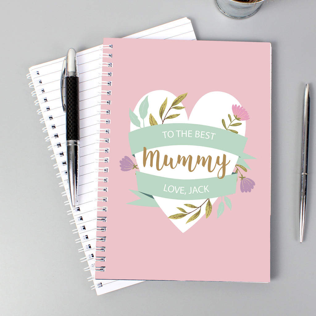 Personalised Floral Heart A5 Notebook | Stationery & Pens