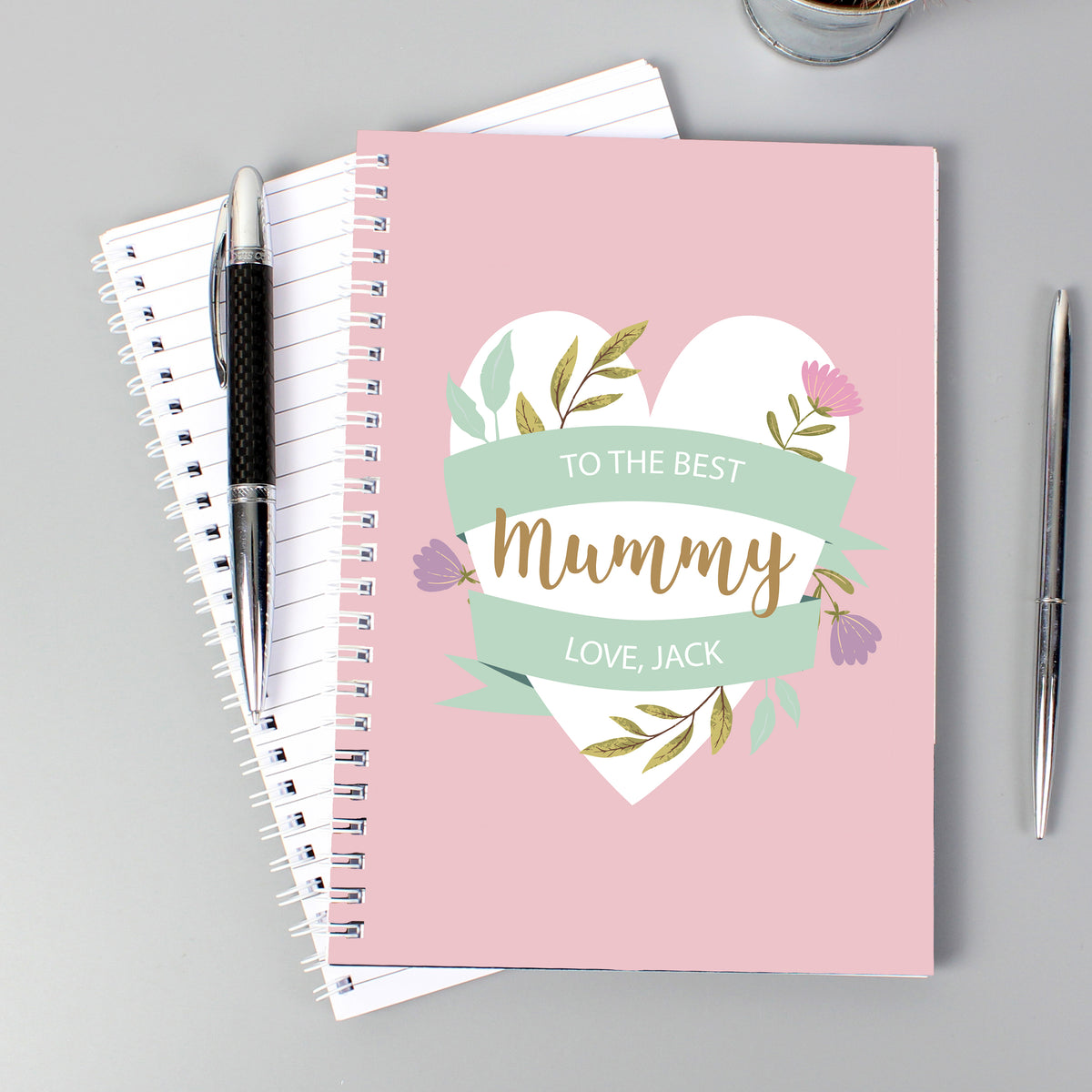 Personalised Floral Heart A5 Notebook | Stationery & Pens