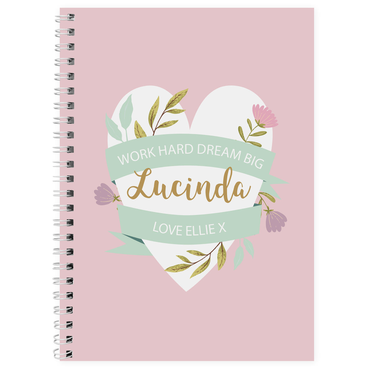 Personalised Floral Heart A5 Notebook | Stationery & Pens