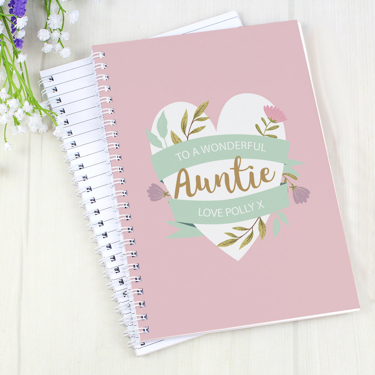 Personalised Floral Heart A5 Notebook | Stationery & Pens