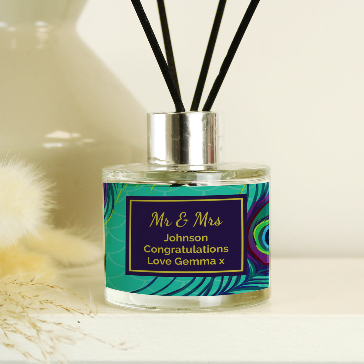 Personalised Peacock Reed Diffuser | Gift for Her
