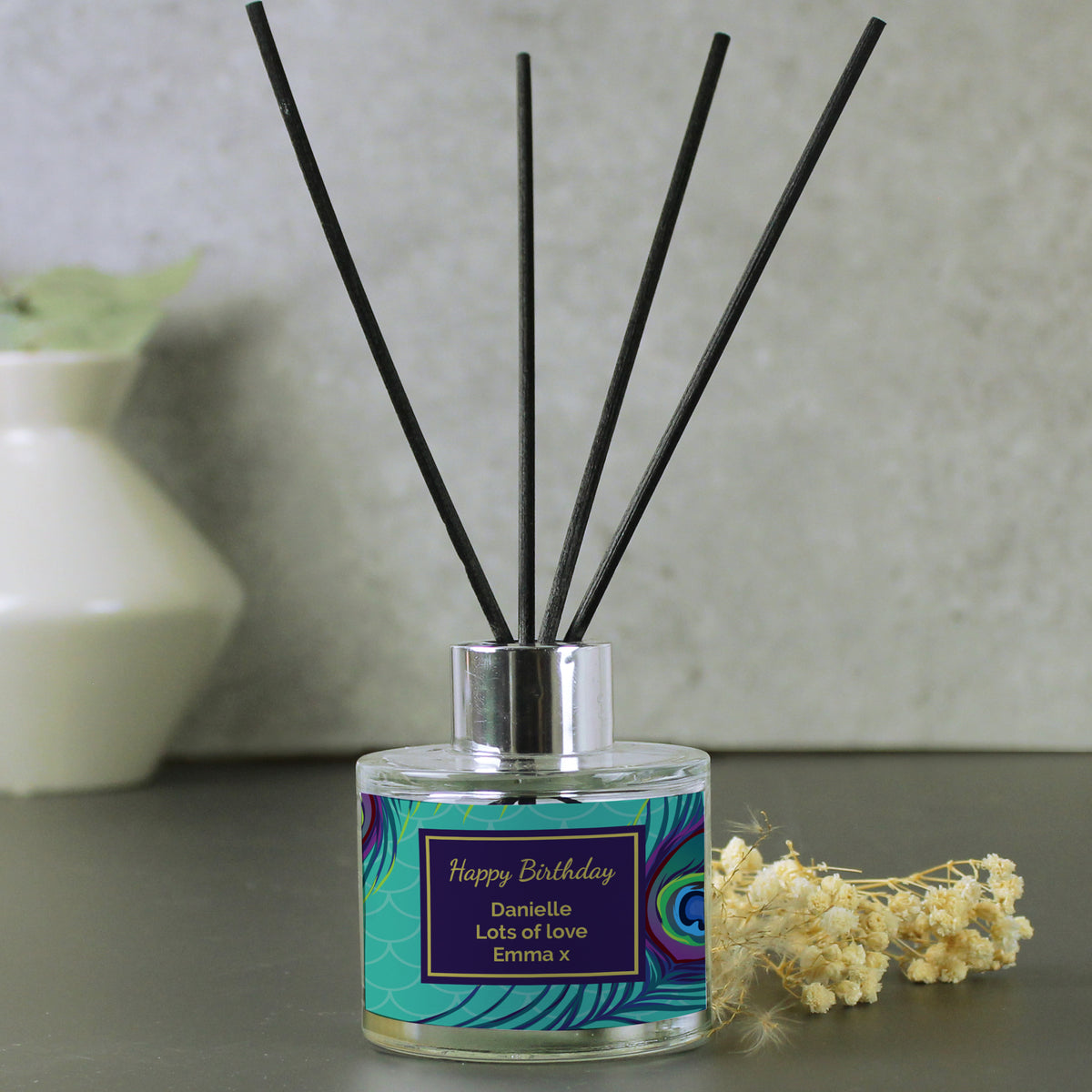 Personalised Peacock Reed Diffuser | Gift for Her