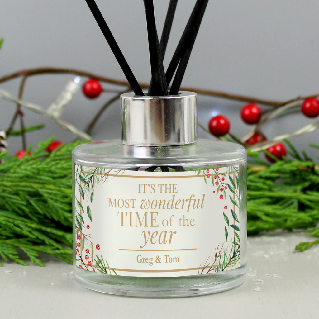 Personalised 'Wonderful Time of The Year' Christmas Reed Diffuser for Christmas