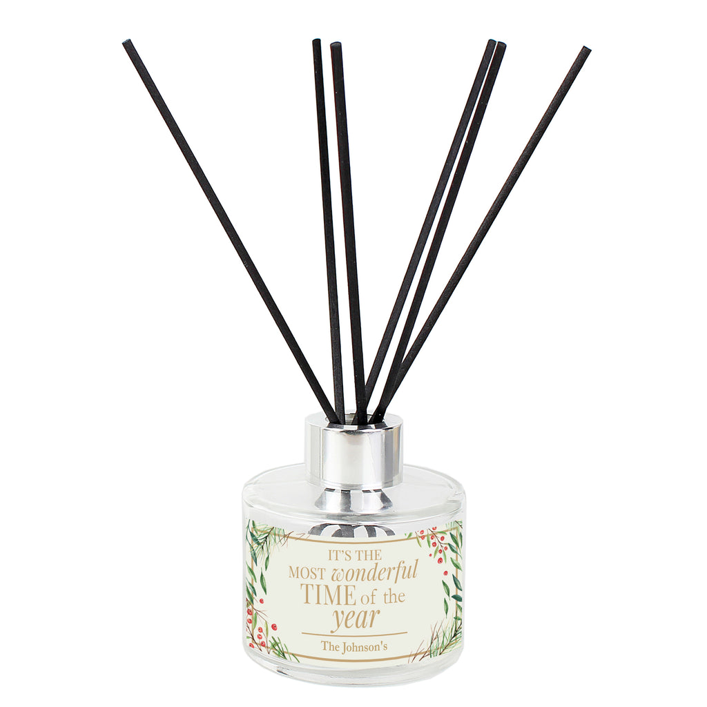 Personalised 'Wonderful Time of The Year' Christmas Reed Diffuser for Christmas