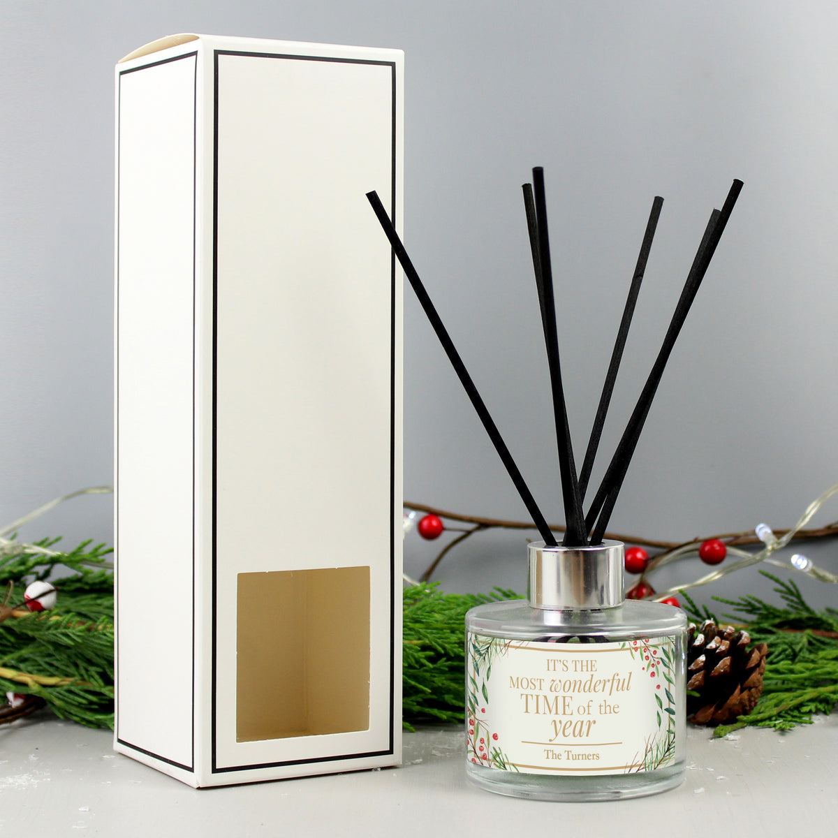 Personalised 'Wonderful Time of The Year' Christmas Reed Diffuser for Christmas