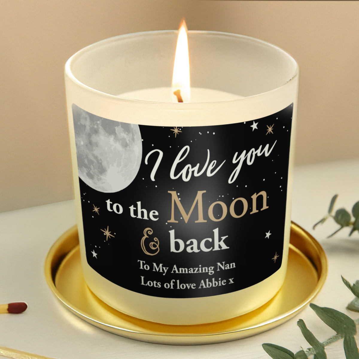Personalised Moon & Back Scented Jar Candle | Christmas Gift