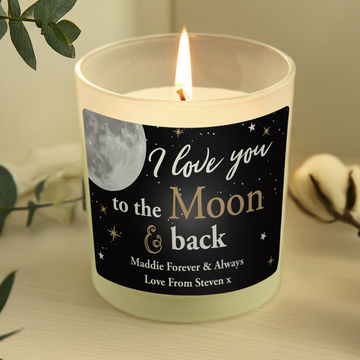 Personalised Moon & Back Scented Jar Candle | Christmas Gift
