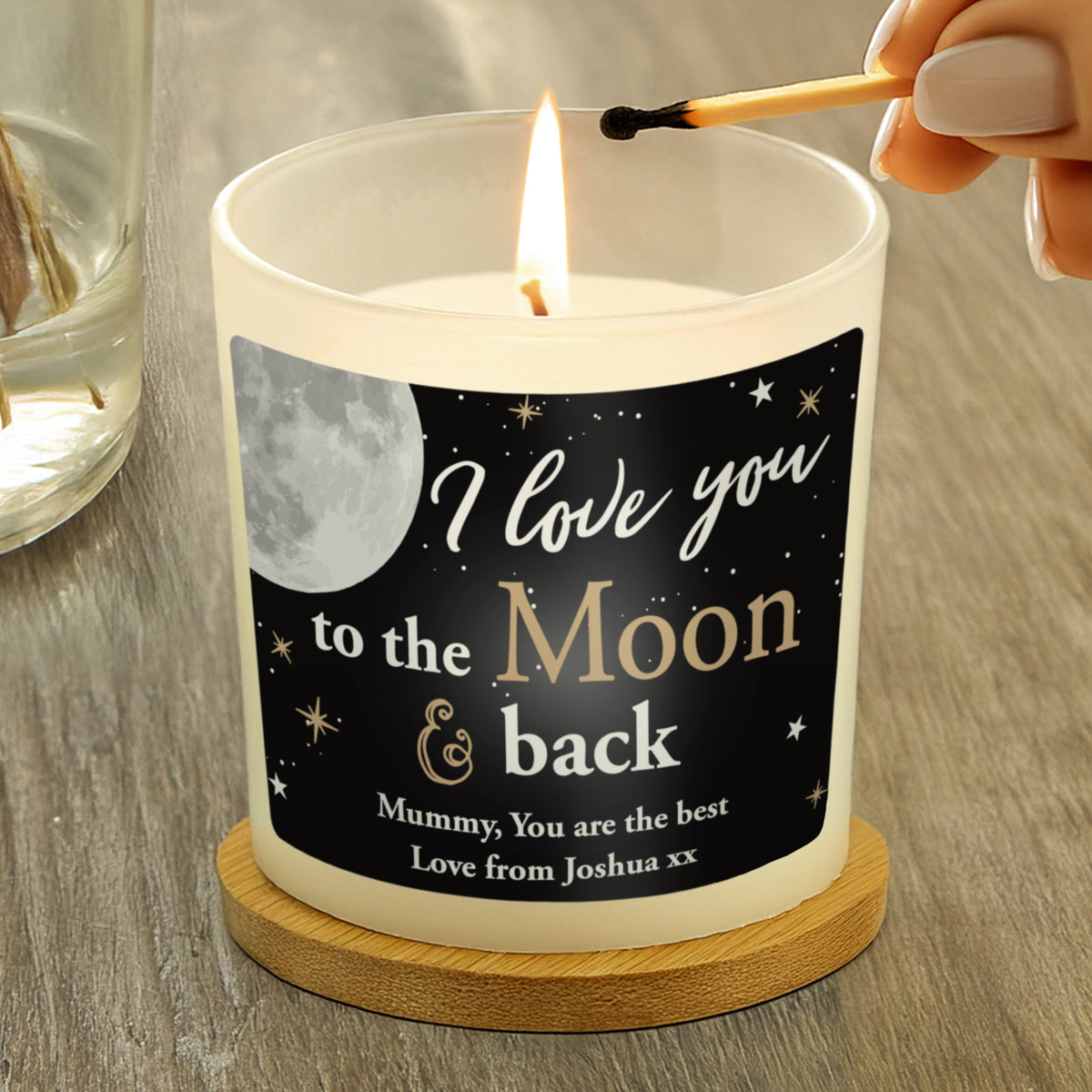 Personalised Moon & Back Scented Jar Candle | Christmas Gift