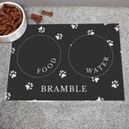Personalised Black Pet Bowl Mat | Gift for Pets