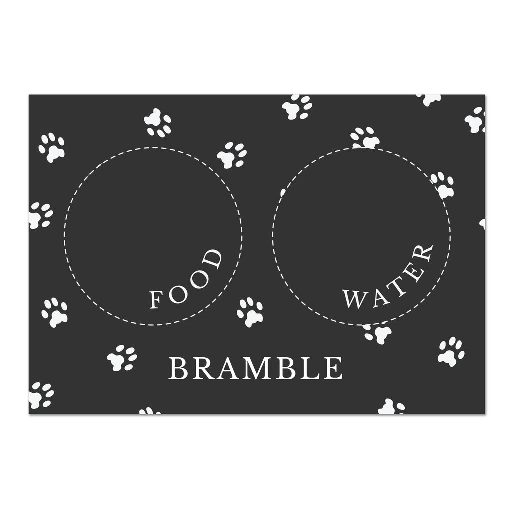 Personalised Black Pet Bowl Mat | Gift for Pets