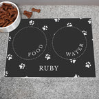 Personalised Black Pet Bowl Mat | Gift for Pets