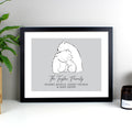 Personalised Polar Bear Family Black Framed Print for Wedding